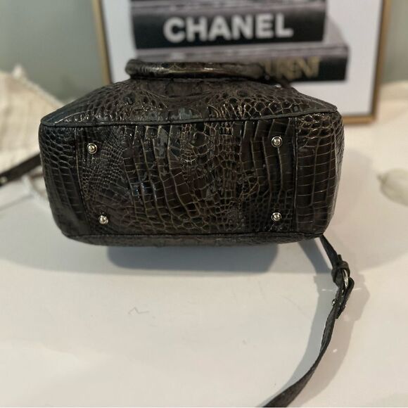 Brahmin Elegant Leather Croc embossed brown handbag shoulder bag - Picture 11 of 11